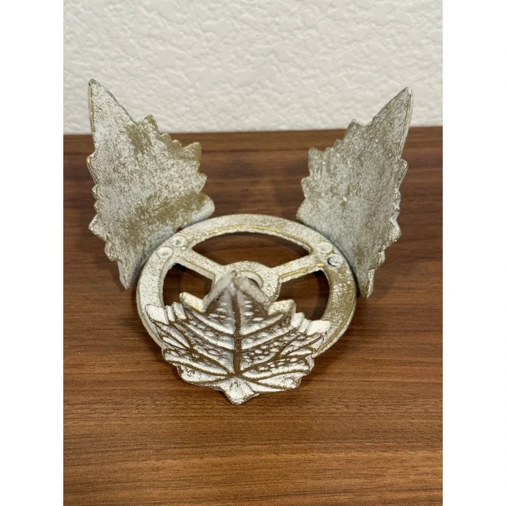 VTG Cast Iron Gold Leaf‎ Candle Pot Holder 4